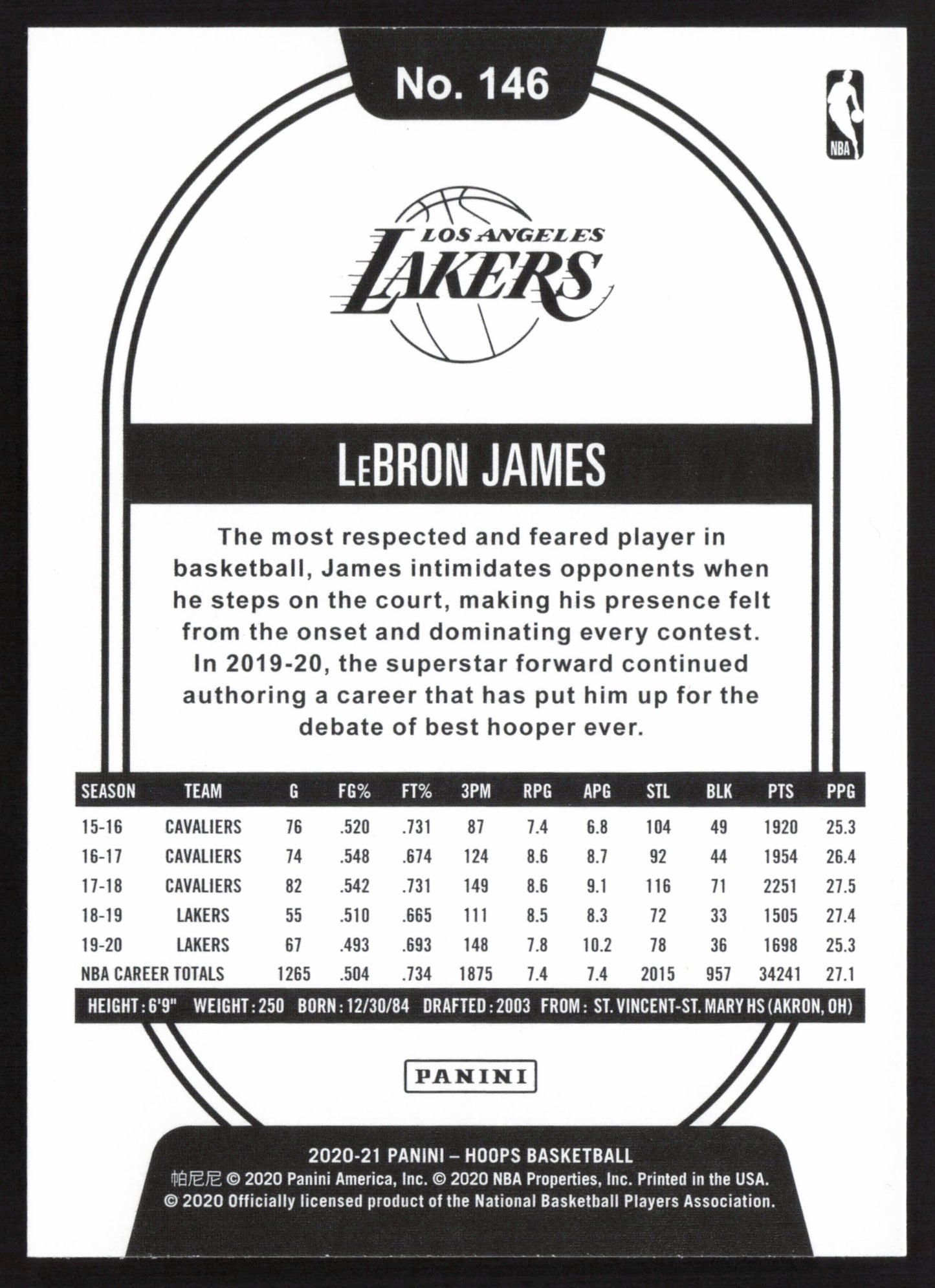 2020-21 Hoops #146 LeBron James