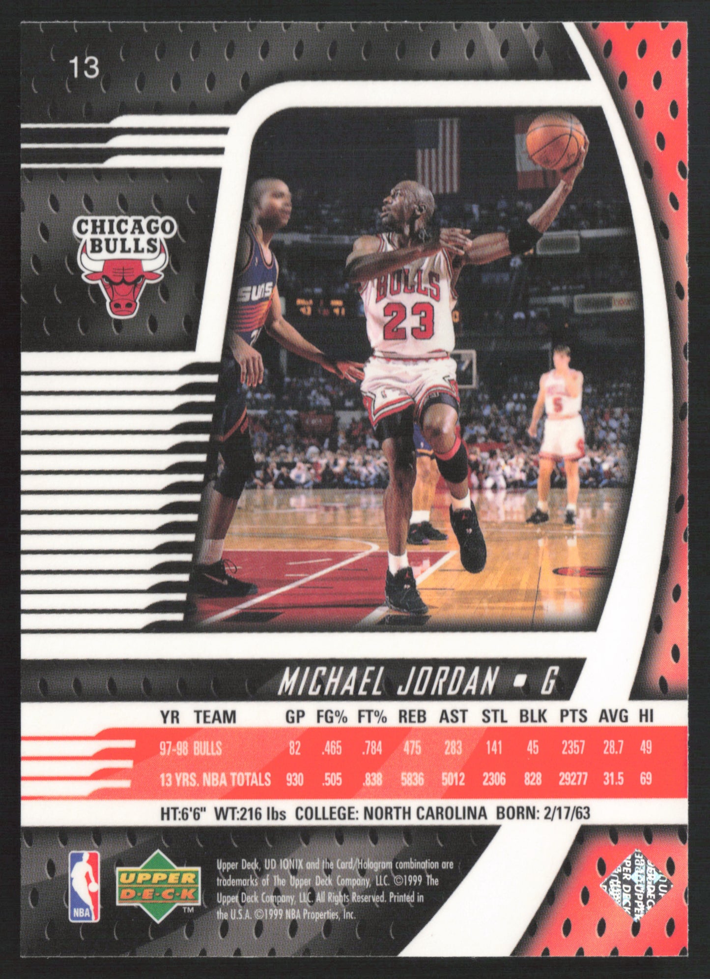 1998-99 UPPER DECK UD IONIX MICHAEL JORDAN #13