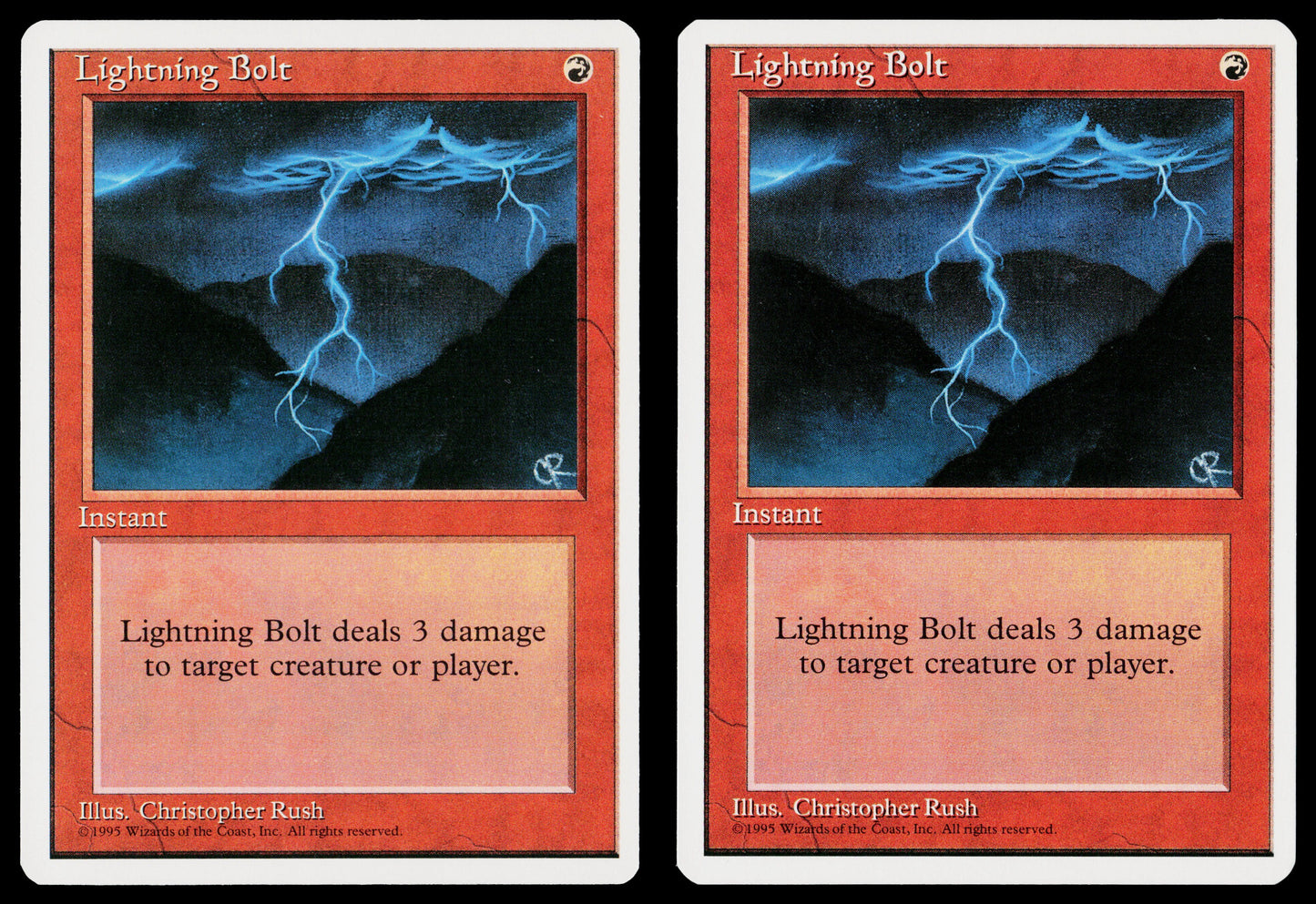 2x LIGHTNING BOLT Magic The Gathering MTG 4th Edition NM-MINT Unplayed QTY 2