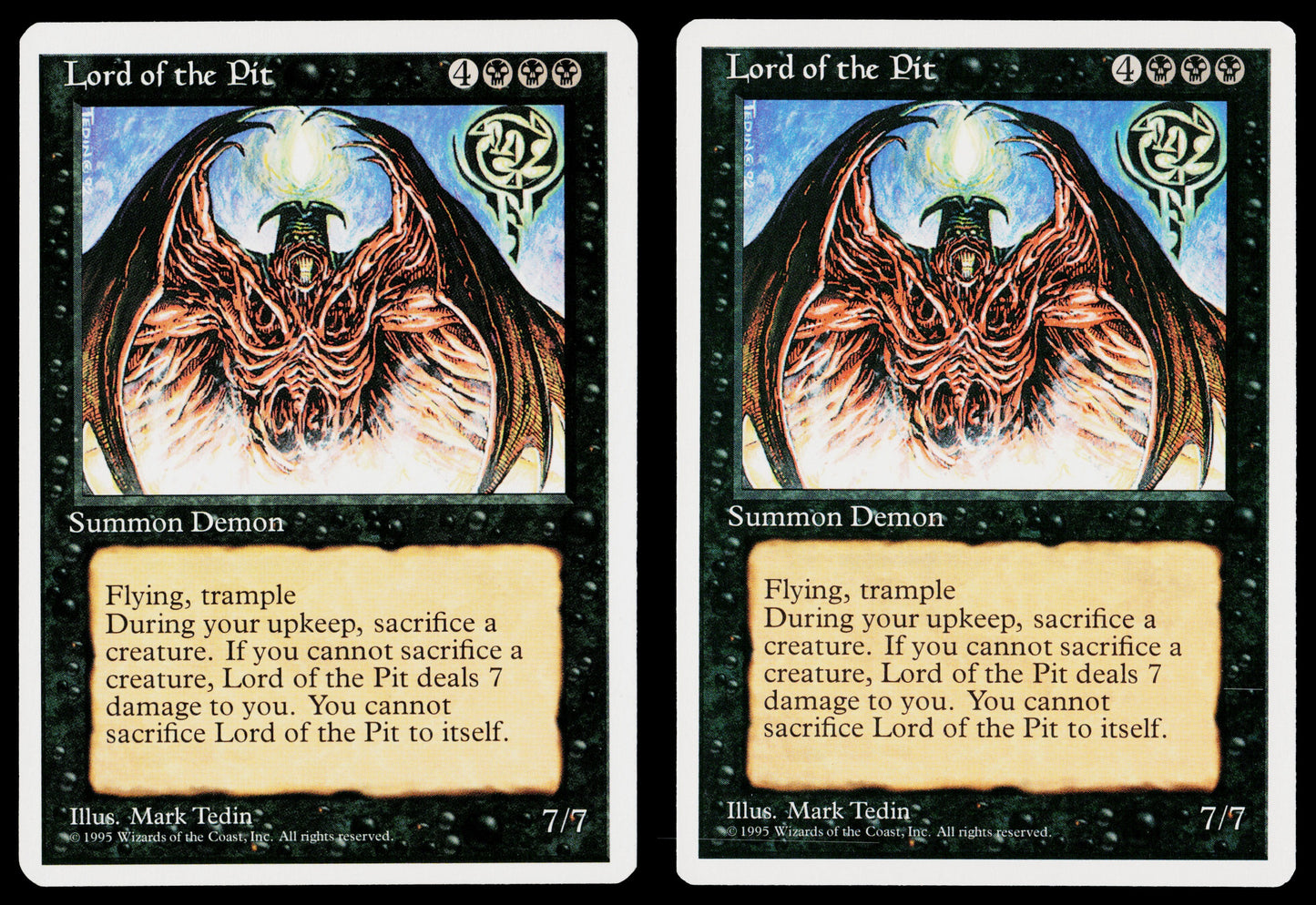 2x LORD OF THE PIT Magic The Gathering 4th Edition NM-MINT Unplayed QTY 2