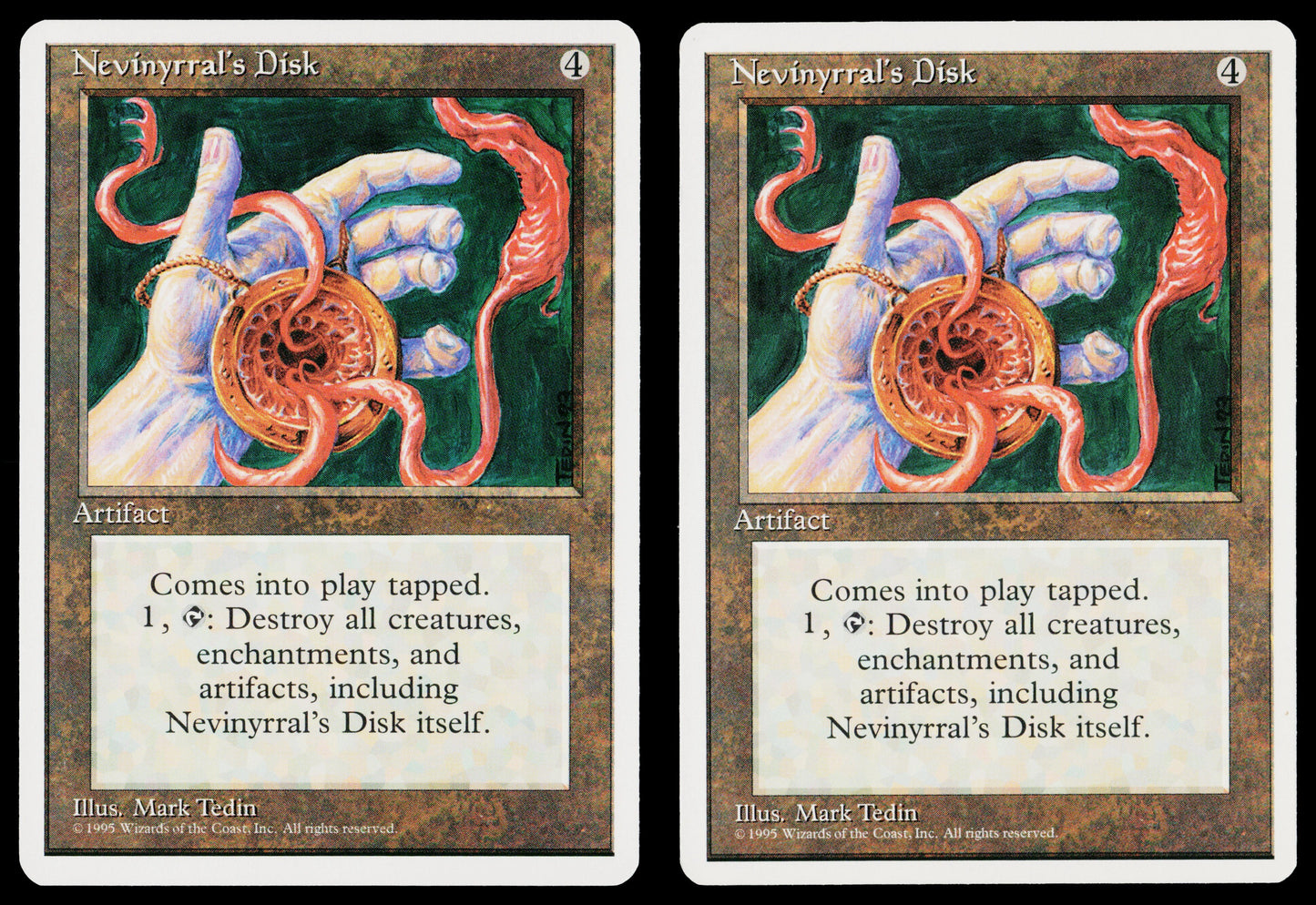 2x NEVINYRRAL'S DISK Magic The Gathering MTG 4th Edition NM-MINT Unplayed QTY 2