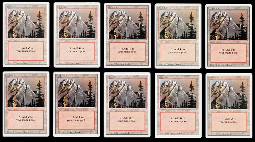 10x Basic Lands MTG REVISED NM-MINT MOUNTAIN (A) (QTY 10)