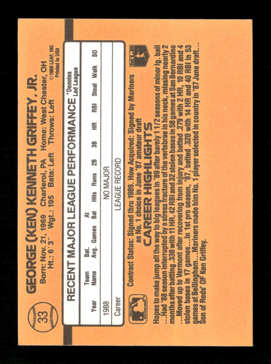 1989 Donruss Ken Griffey Jr Rookie RC Card