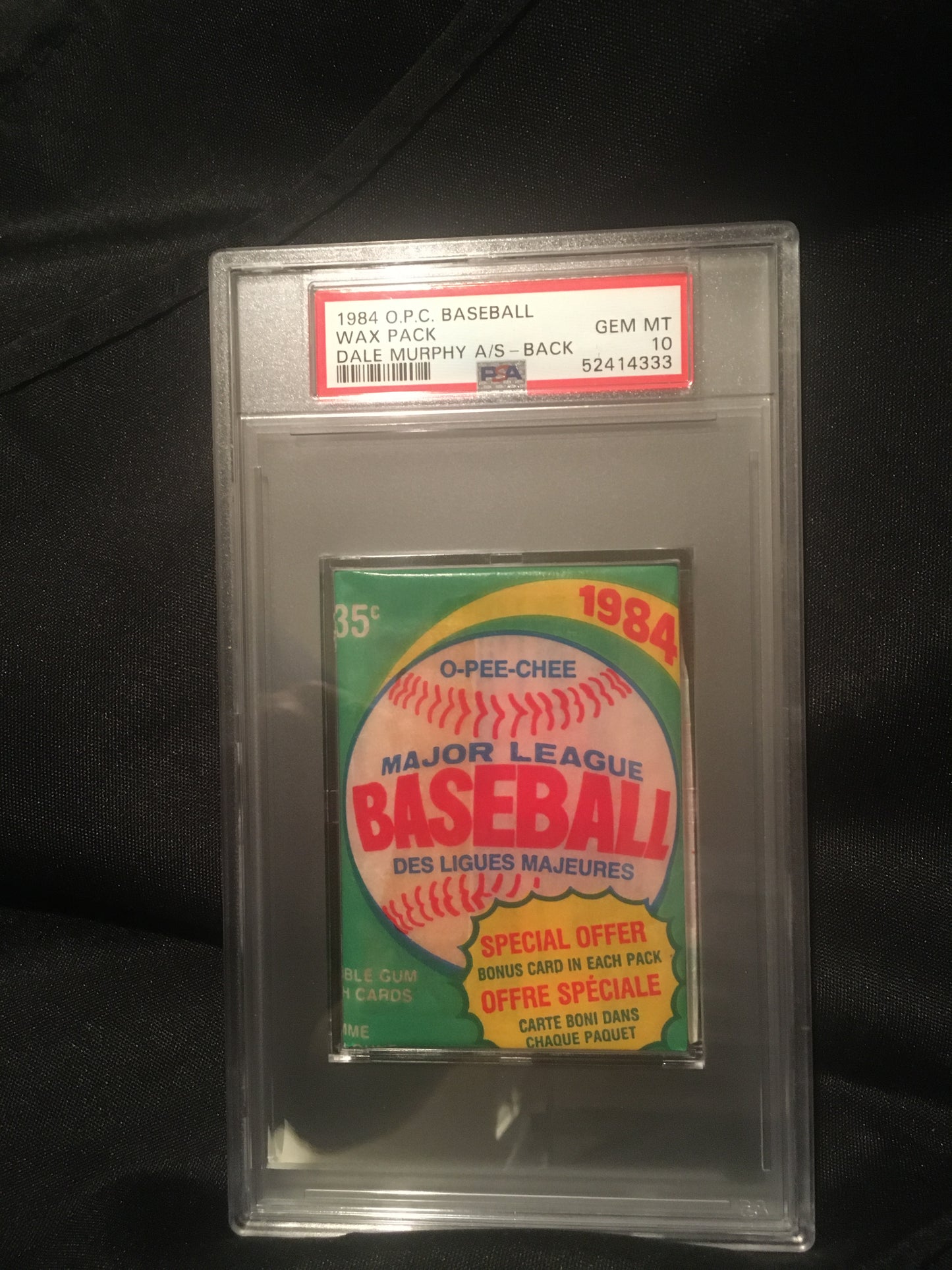 1984 O Pee Chee Baseball Graded Pack PSA 10 Dale Murphy All-Star on back