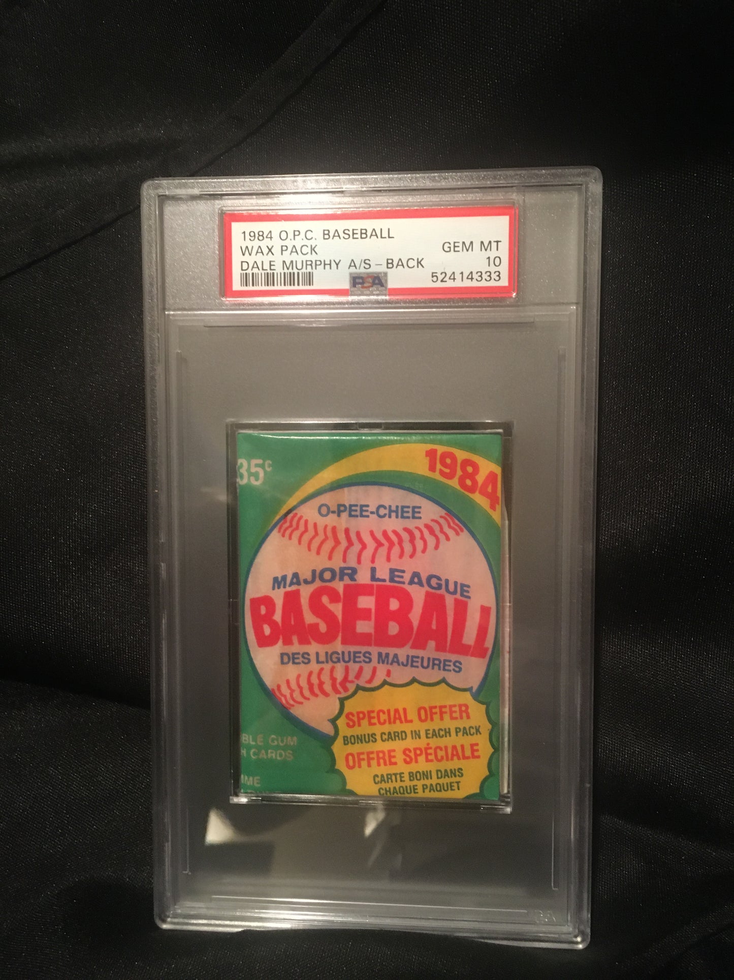 1984 O Pee Chee Baseball Graded Pack PSA 10 Dale Murphy All-Star on back