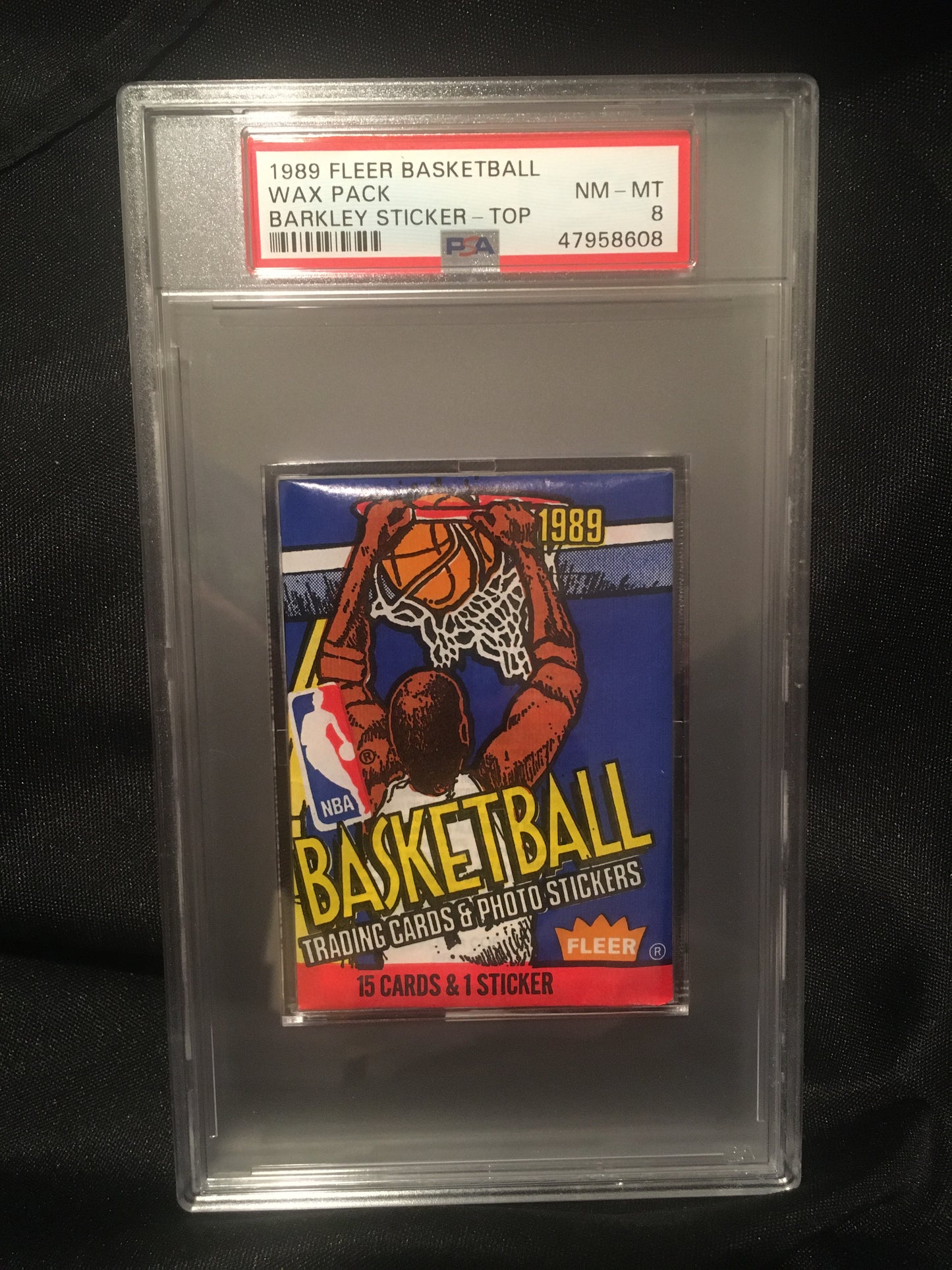 1989 Fleer Basketball Wax Pack PSA 8 - Charles Barkley Sticker on Top