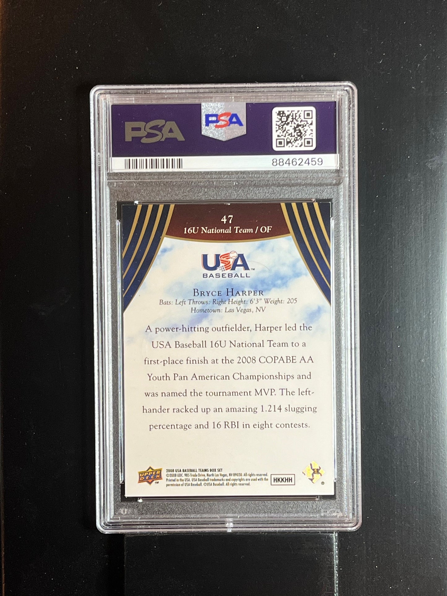 2008 Upper Deck USA Baseball Bryce Harper RC #47 PSA 9 Mint