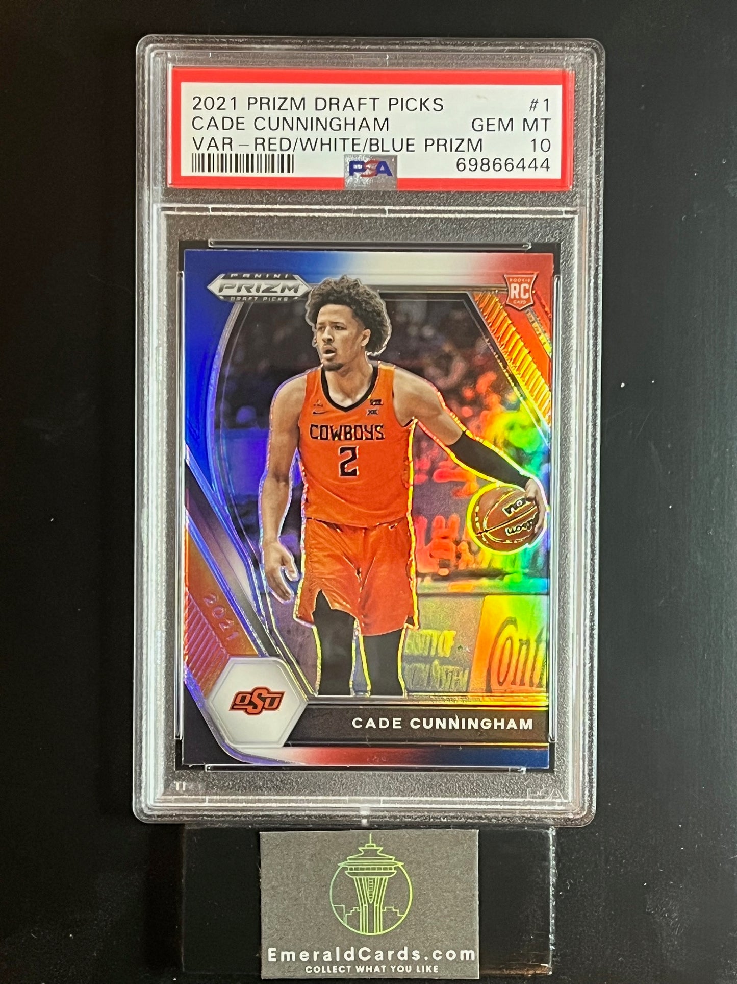 2021 Prizm Draft Picks Red White Blue Prizm Cade Cunningham RC PSA 10!