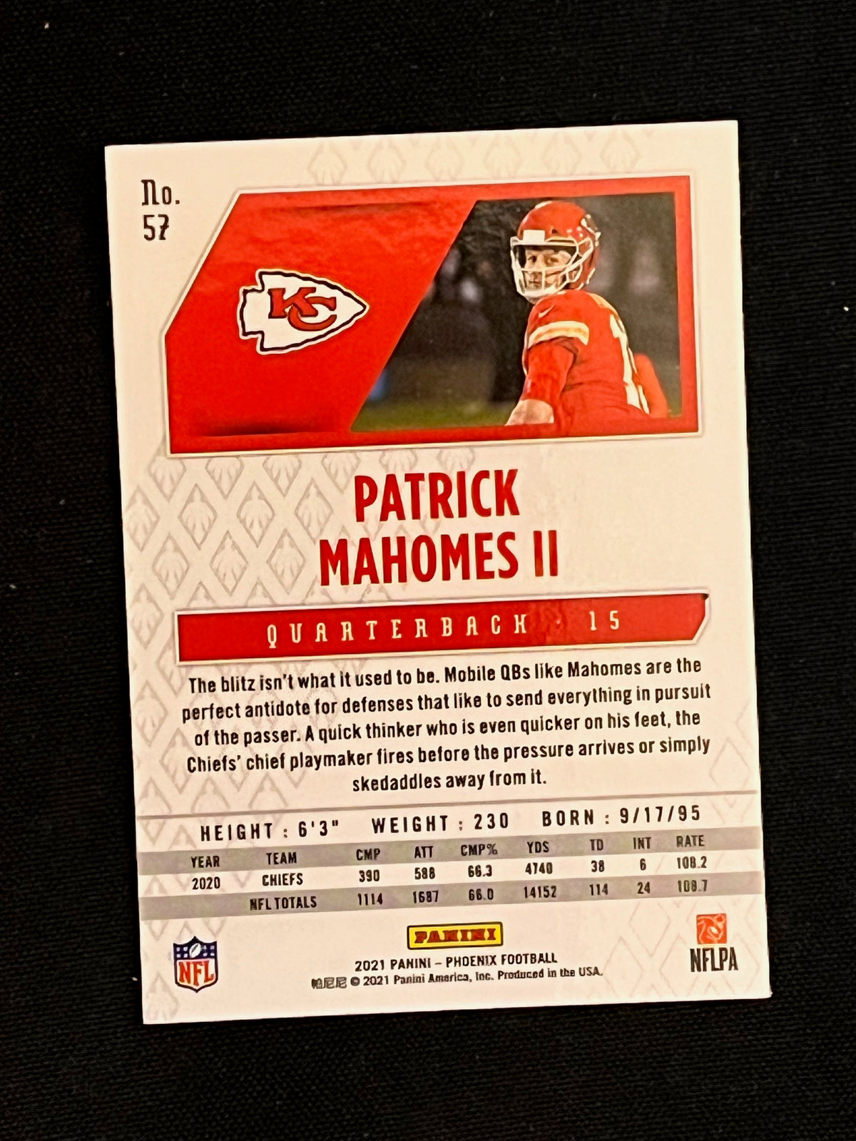 2021 Panini Phoenix Football Patrick Mahomes II #57 - back