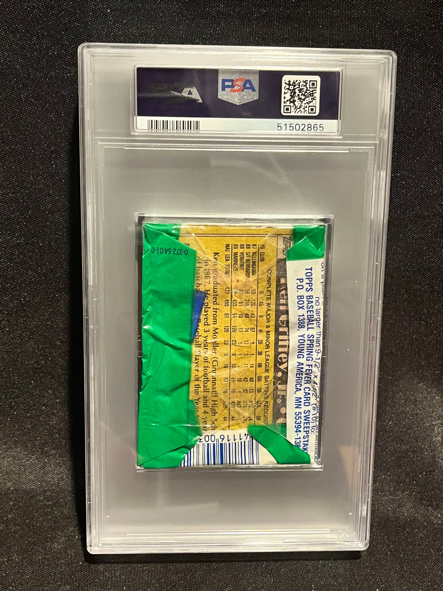 1990 Topps Baseball Cello Pack Ken Griffey Jr on Back! PSA 8