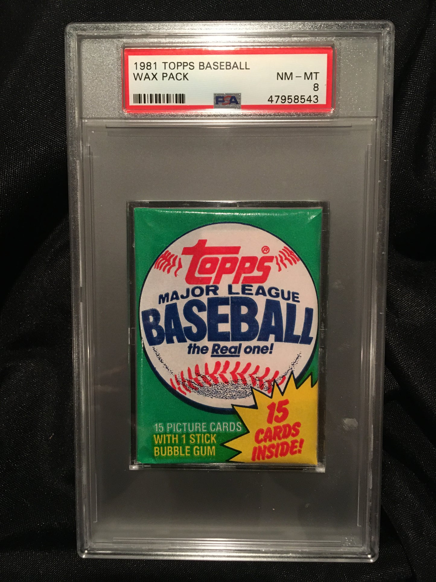 1981 Topps Wax Baseball Graded Pack - scarcer variant "15 Cards Inside!" PSA 8