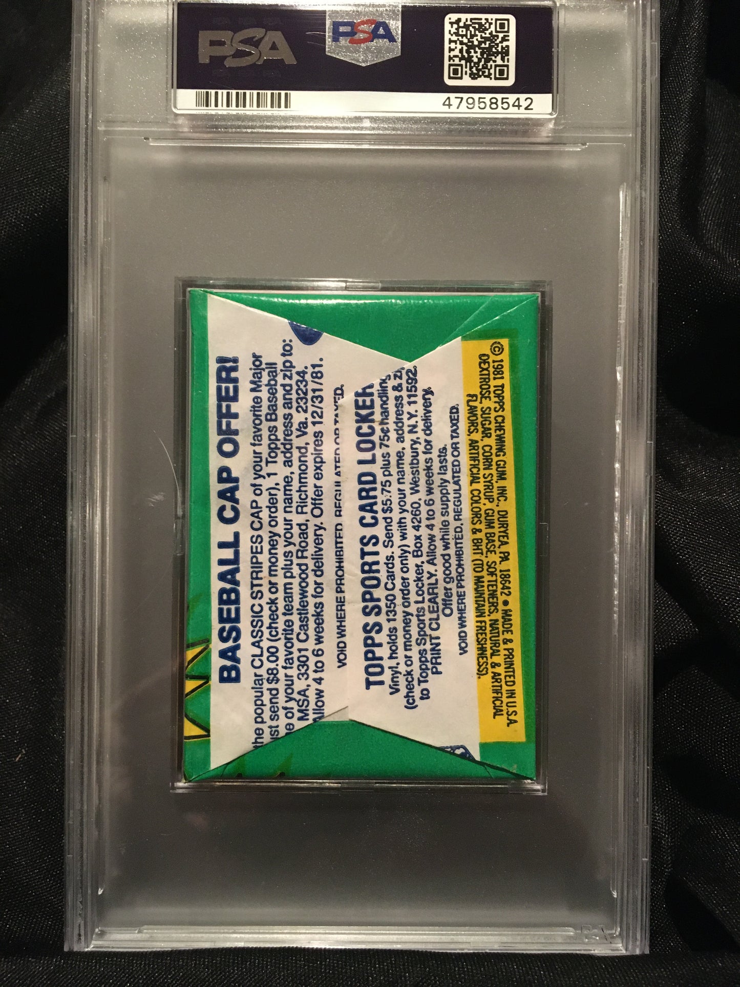 1981 Topps Wax Baseball Graded Pack - scarcer variant "15 Cards Inside!" PSA 8