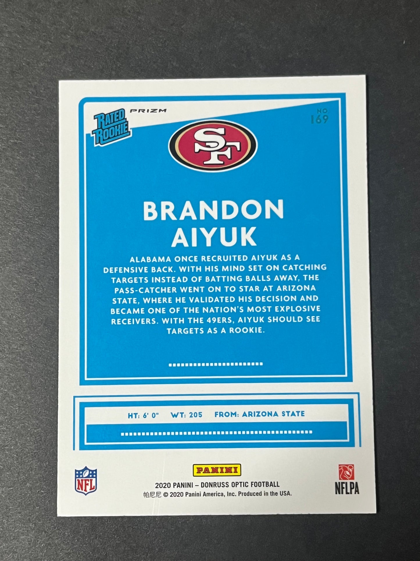 2020 Donruss Optic Brandon Aiyuk 49ers Pink Prizm Rated Rookie RC Niners #169