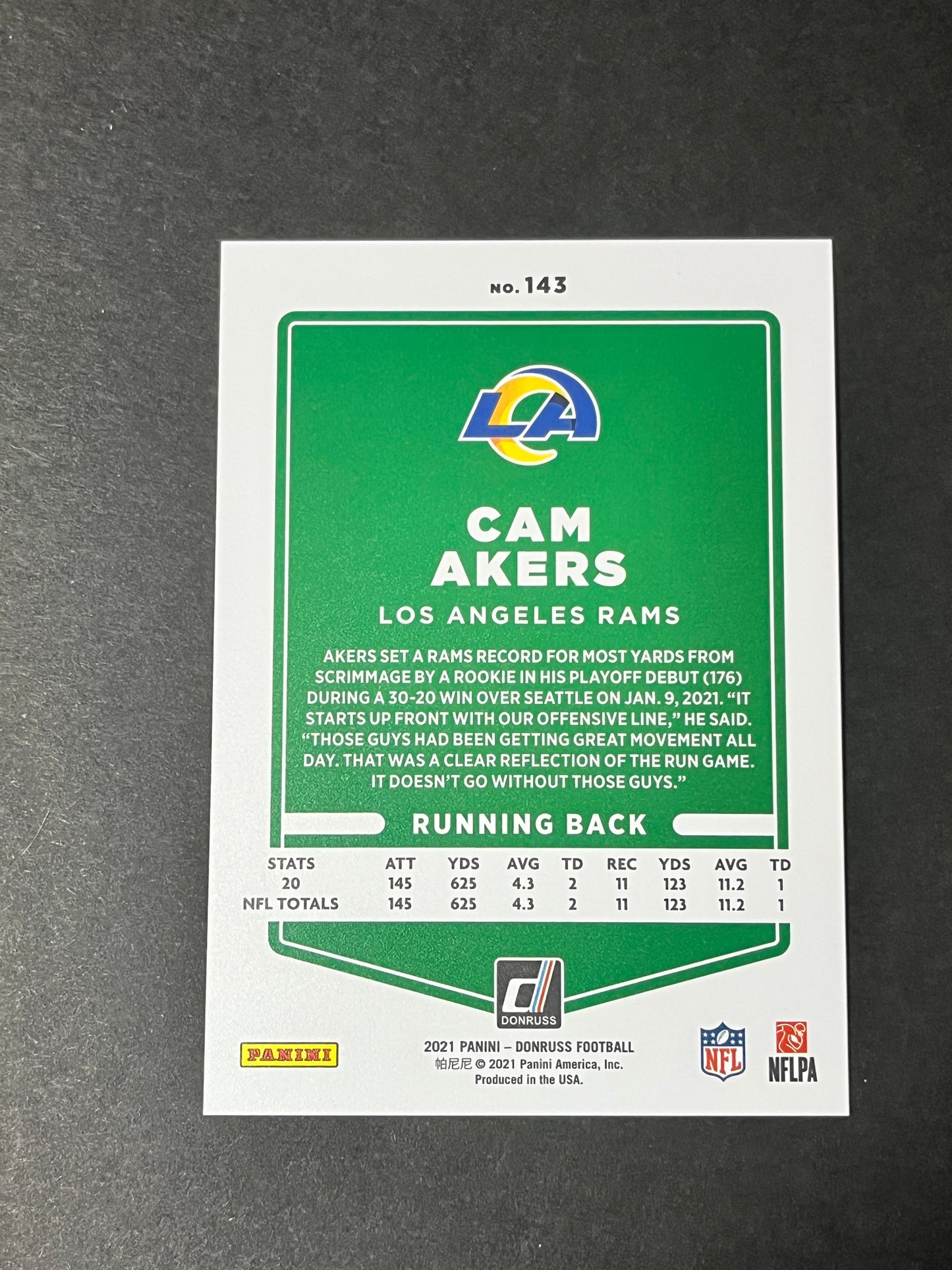 (7) Card Lot - 2020 Donruss, Absolute, Chronicles, Prizm- Cam Akers RC