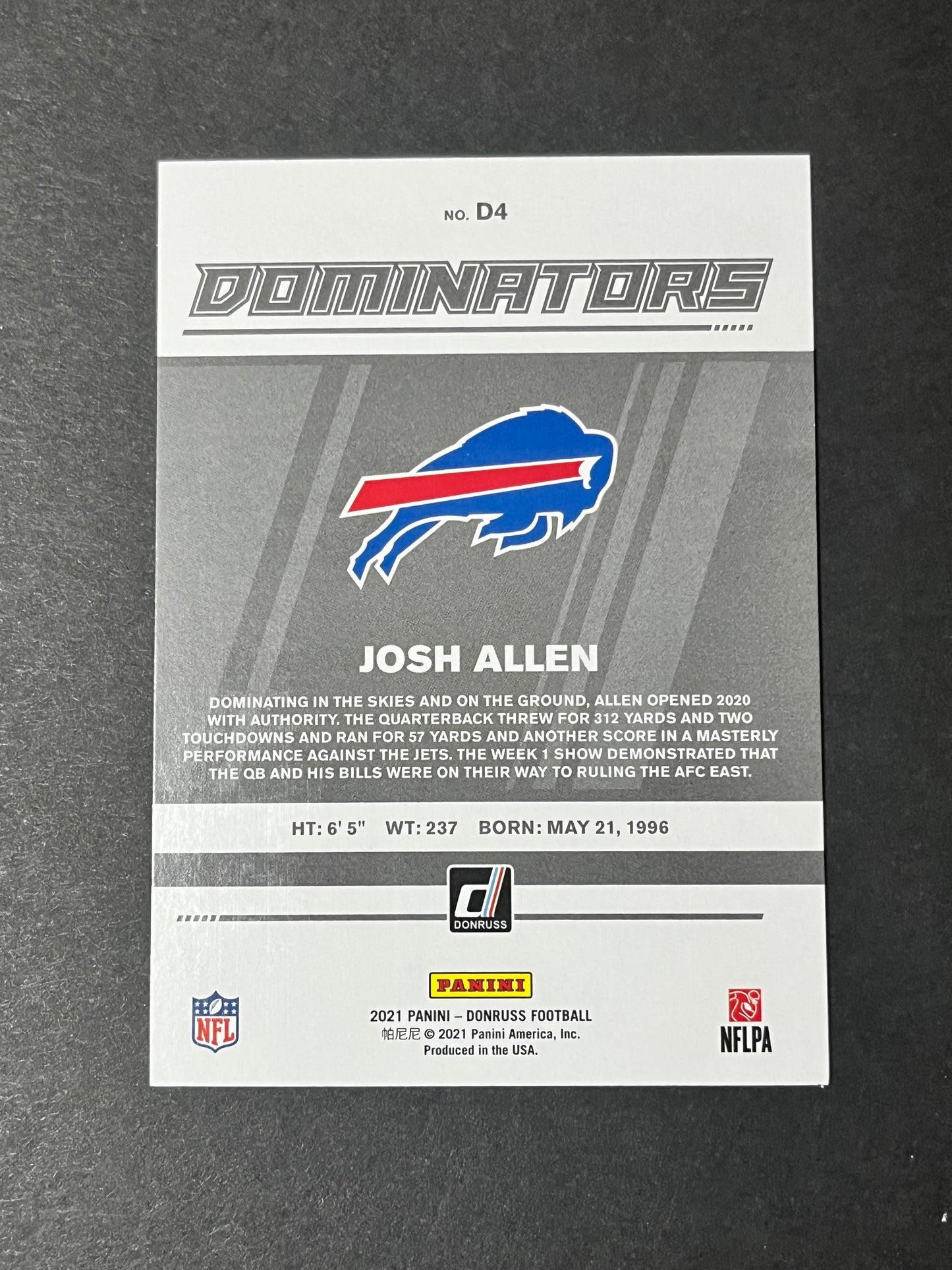 2021 Donruss Dominators Prizm Josh Allen #D4