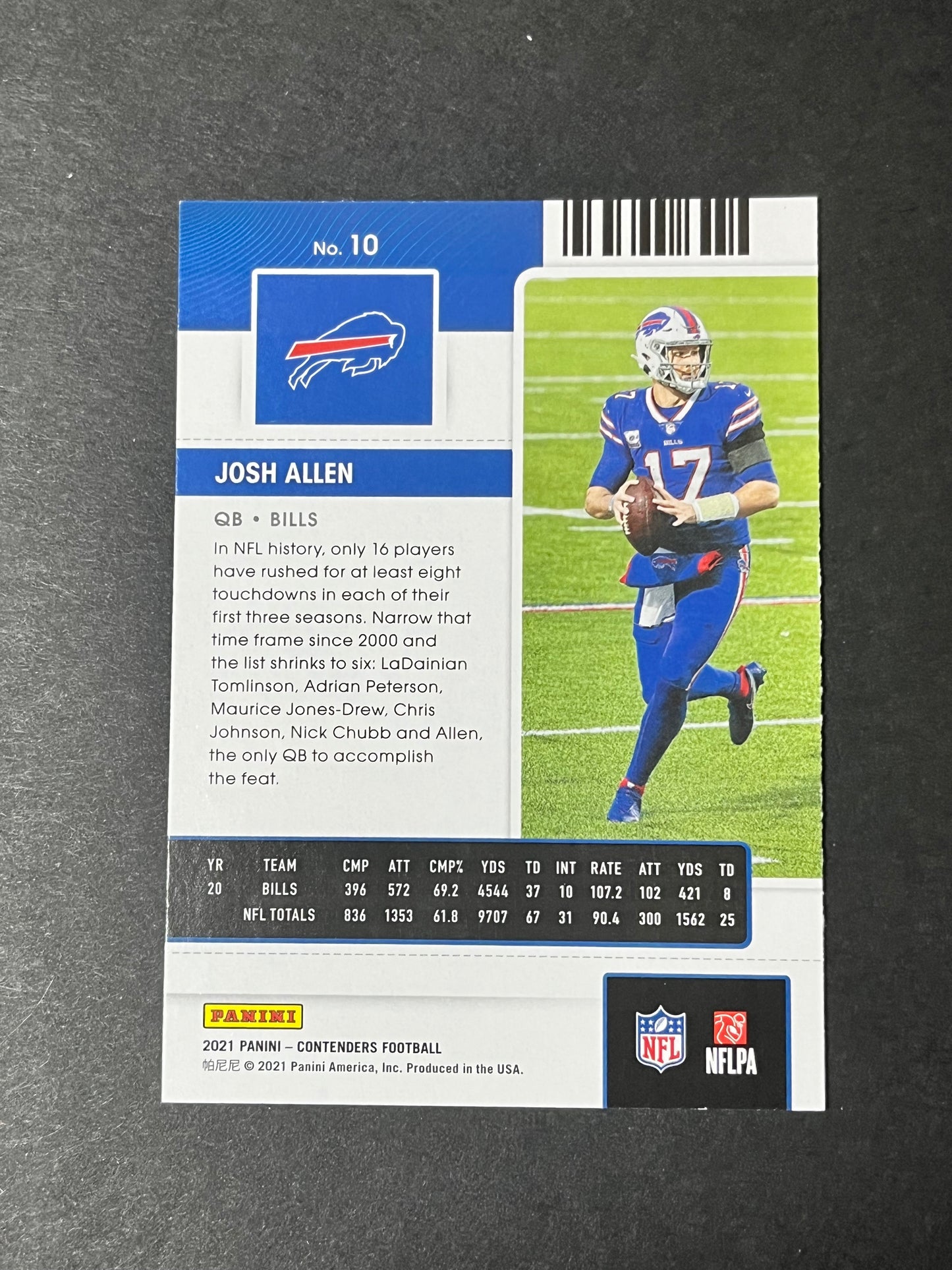 (2) Lot 2021 Panini Contenders Football #10 Josh Allen Season Ticket