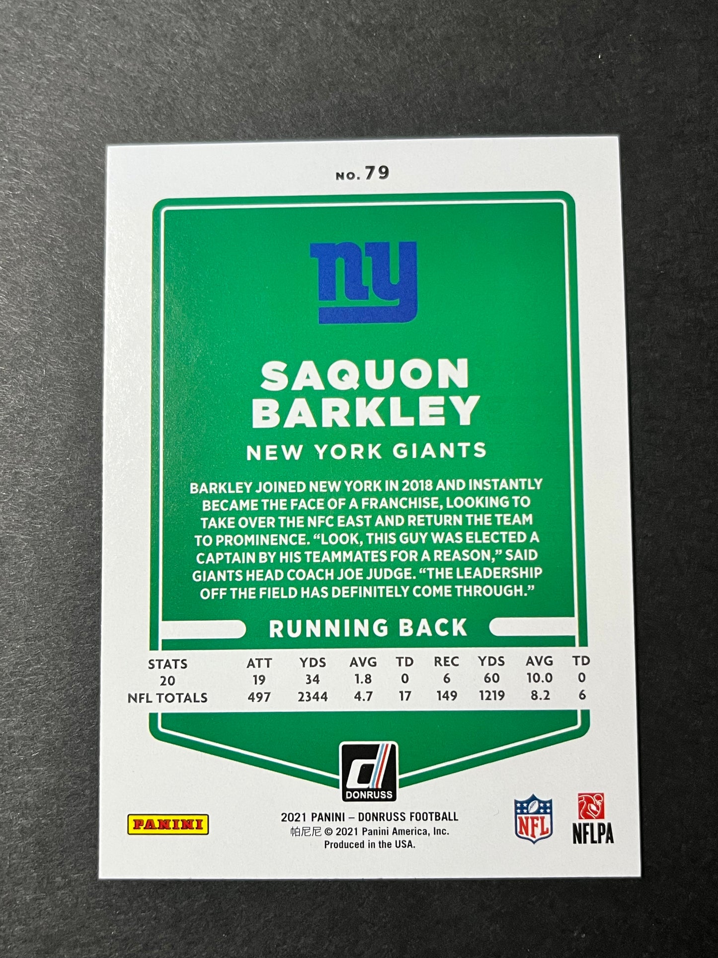 2021 Panini Donruss Football Press Proof Saquon Barkley #79