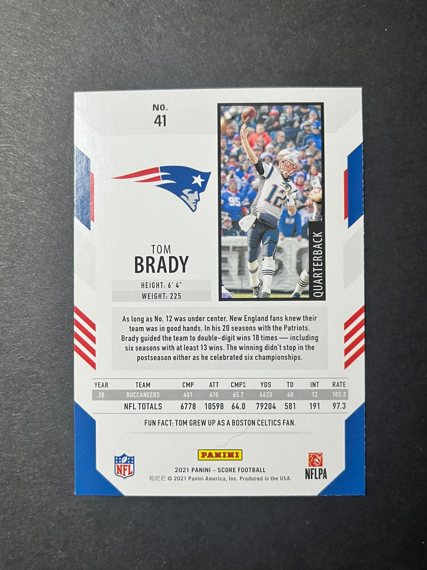 2021 Panini Score Football Tom Brady #41