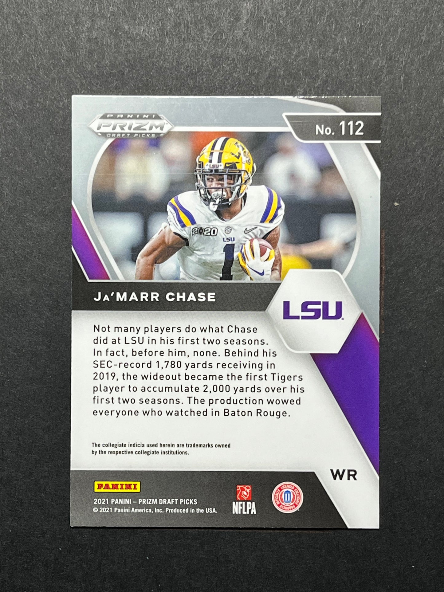 2021 Panini Prizm Draft Picks Ja'Marr Chase #112 RC LSU