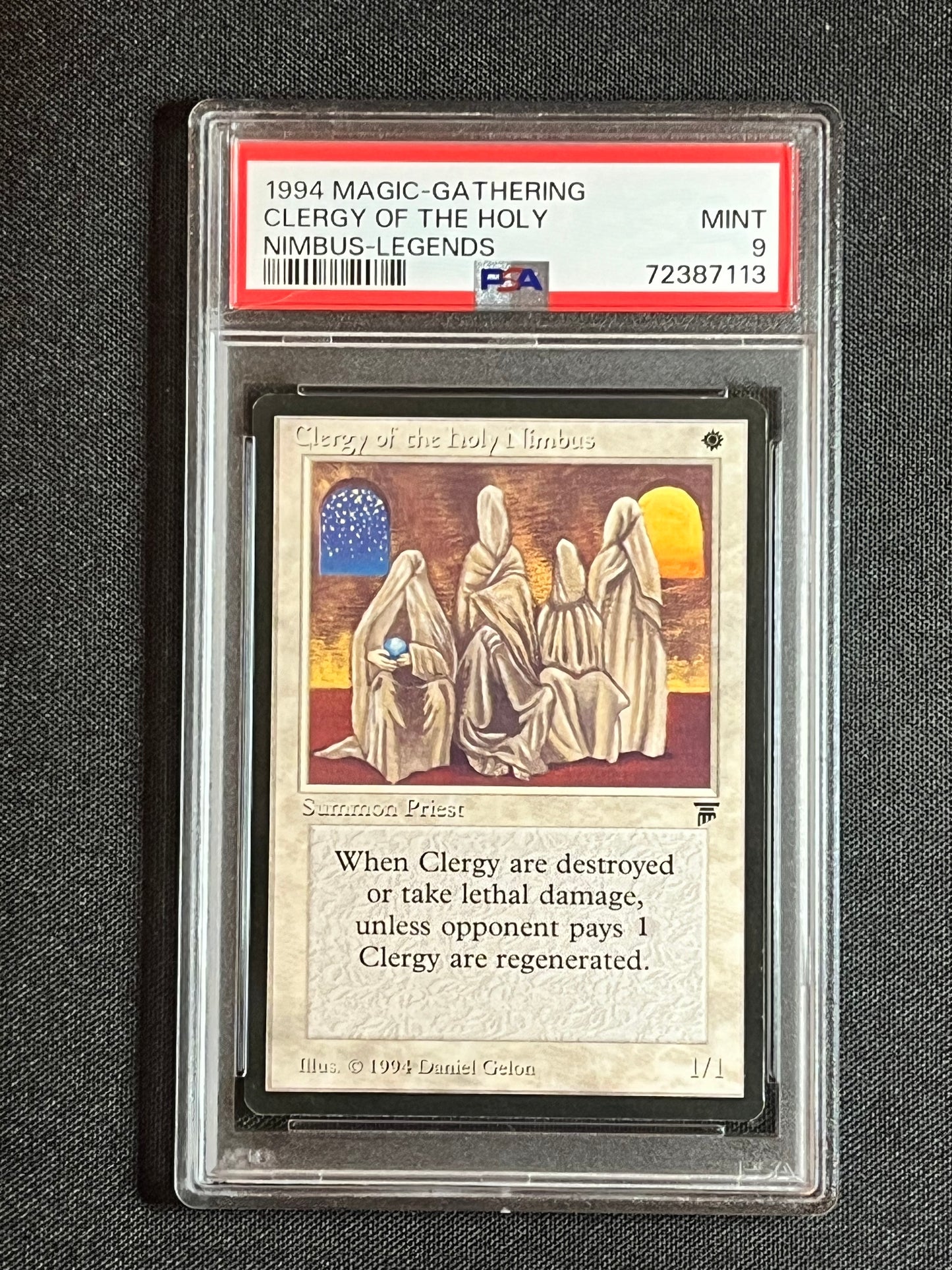 Magic The Gathering MTG Legends Clergy of the Holy Nimbus PSA 9 MINT!