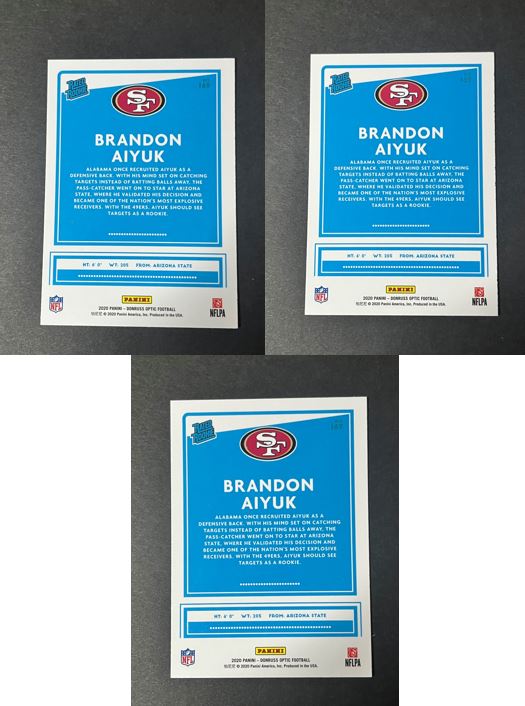 (3) 2020 Panini Donruss Optic Rated Rookie Brandon Aiyuk 2#169 - 49ers