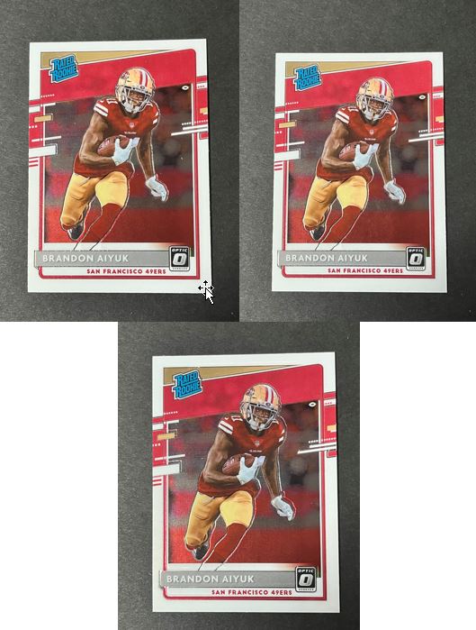 (3) 2020 Panini Donruss Optic Rated Rookie Brandon Aiyuk 2#169 - 49ers