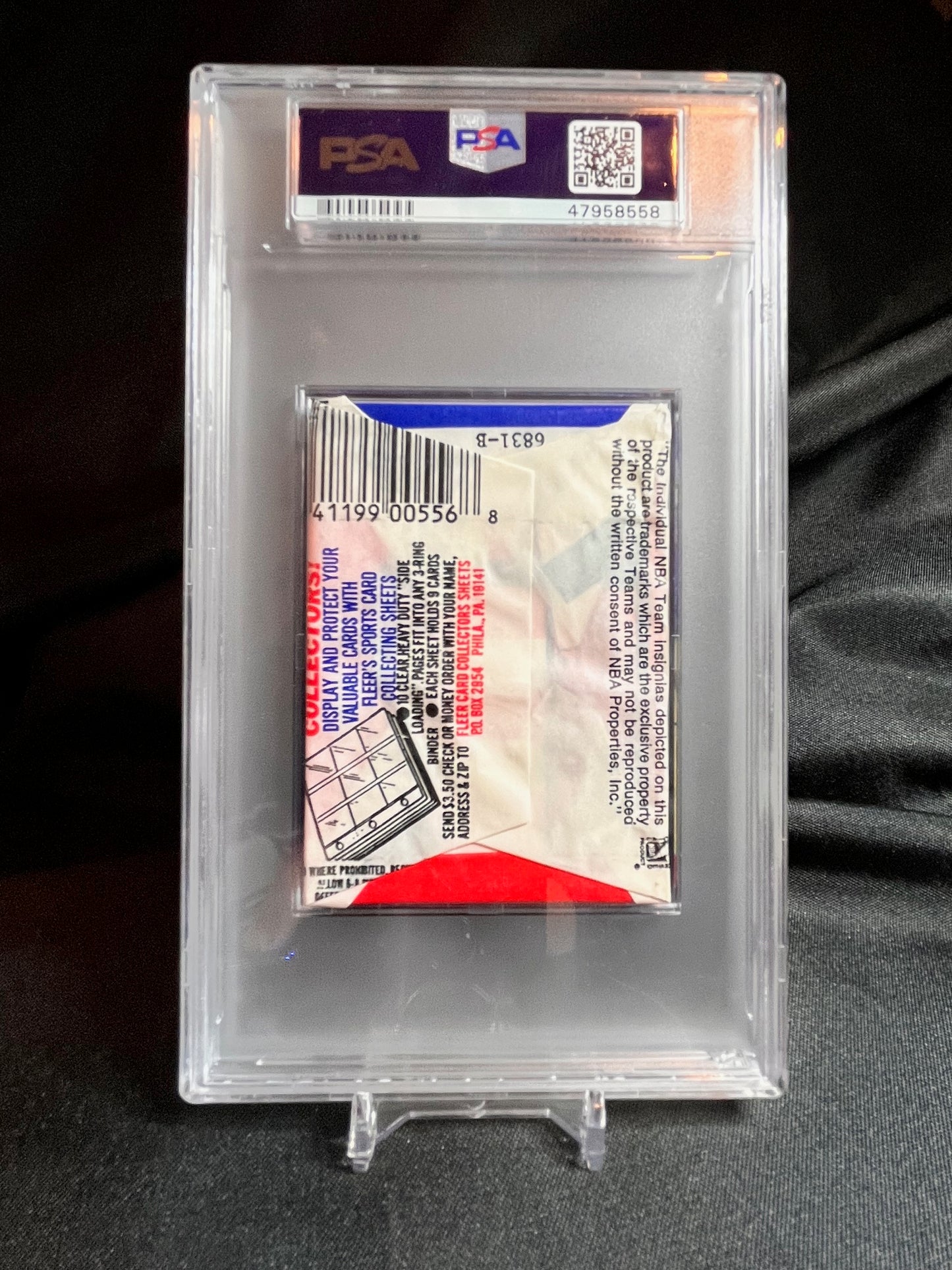 1989 Fleer Basketball Wax PSA 8 Larry Bird Sticker on top!