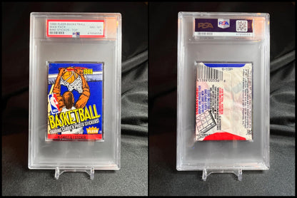 1989 Fleer Basketball Wax PSA 8 Larry Bird Sticker on top!