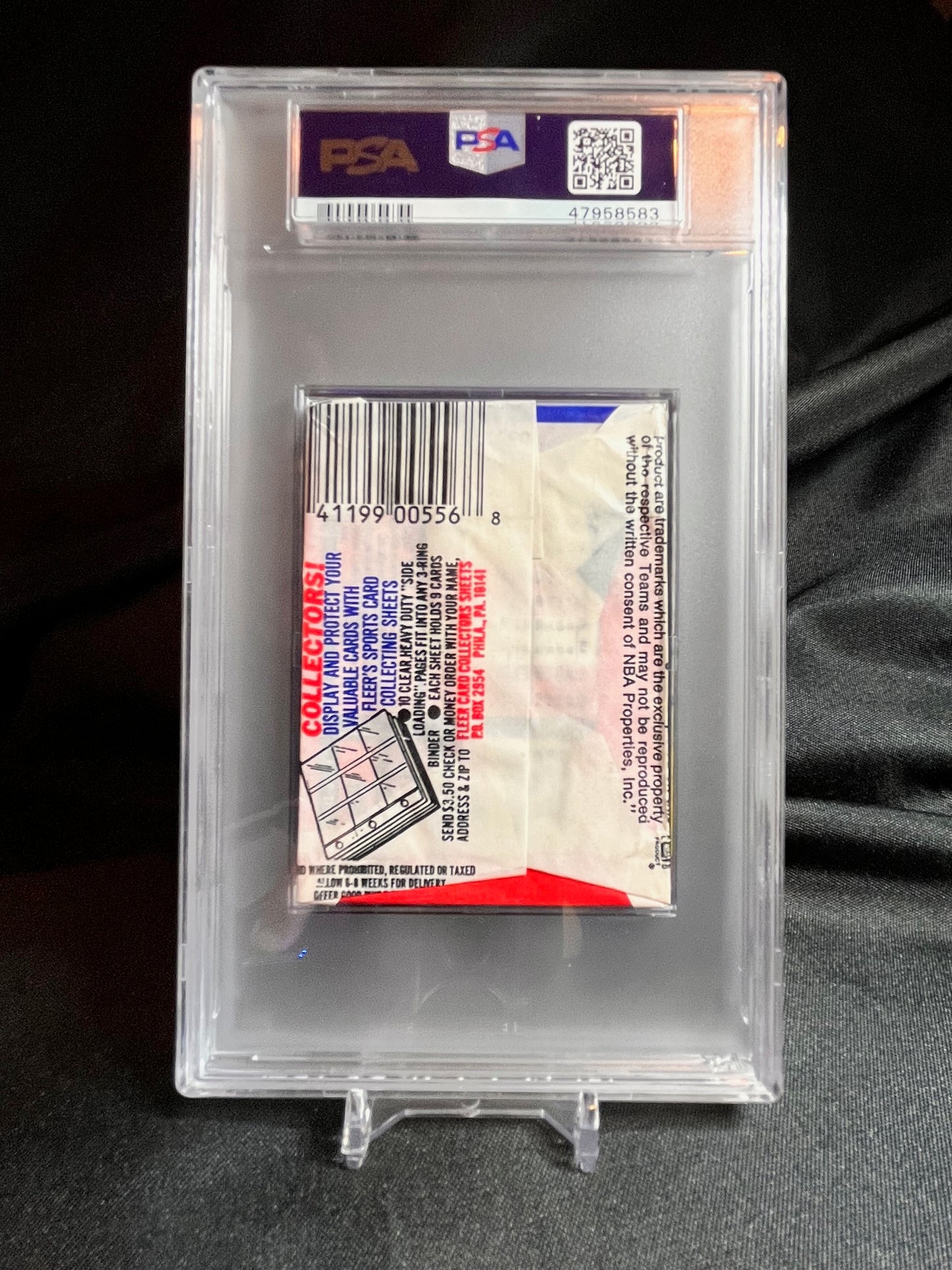 1989 Fleer Basketball PSA 8 Graded Pack Hakeem Olajuwon sticker on top!