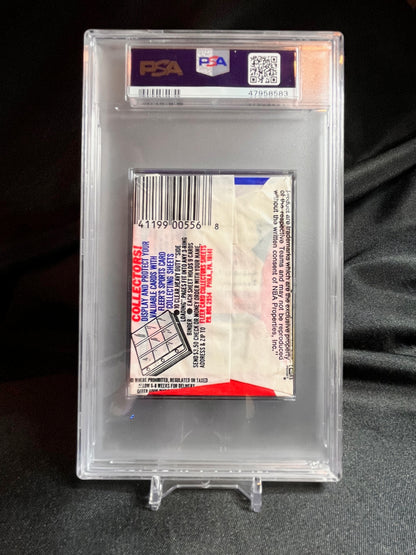 1989 Fleer Basketball PSA 8 Graded Pack Hakeem Olajuwon sticker on top!