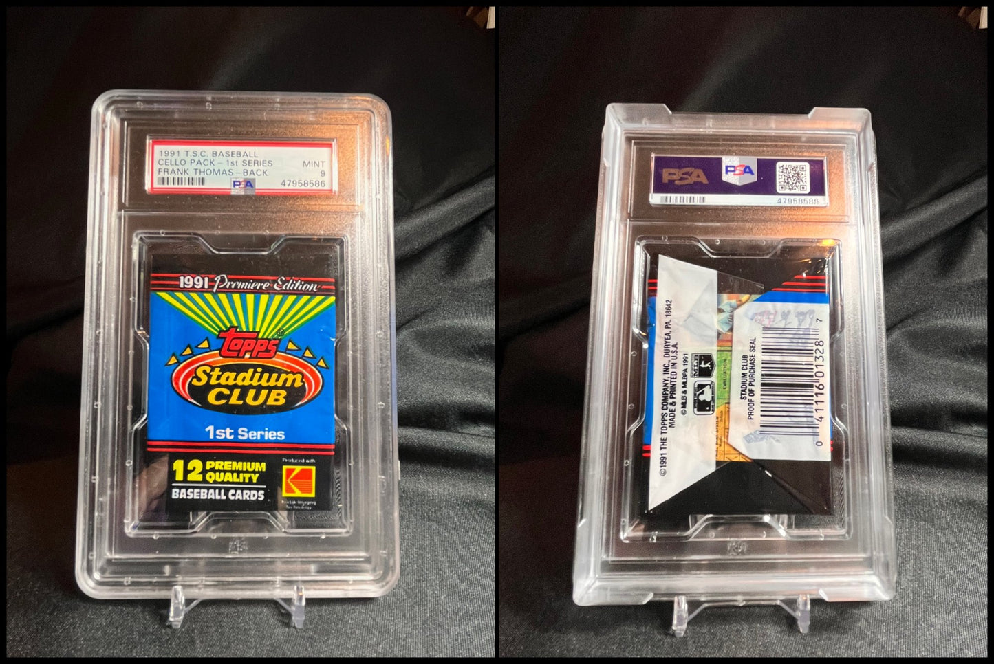 1991 Stadium Club 1st Series Baseball Pack Frank Thomas Back PSA 9