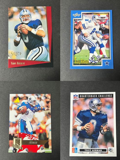 1993, 1995, 1999, 2000 Troy Aikman 4 card lot Dominos, Score, Pinnacle, Select