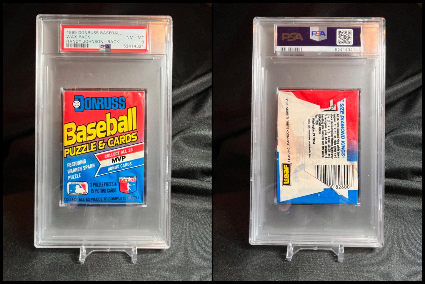 1989 Donruss Wax Pack graded PSA 8 Randy Johnson on back!
