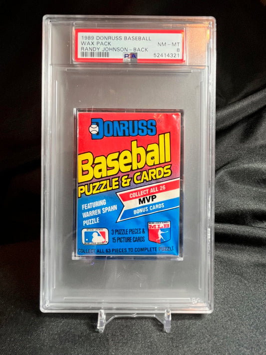 1989 Donruss Wax Pack graded PSA 8 Randy Johnson on back!