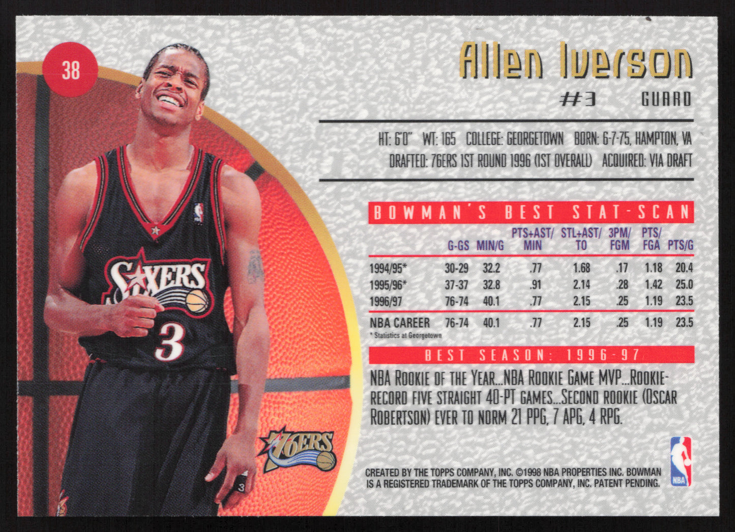 1998-99 Bowman's Best Allen Iverson #38