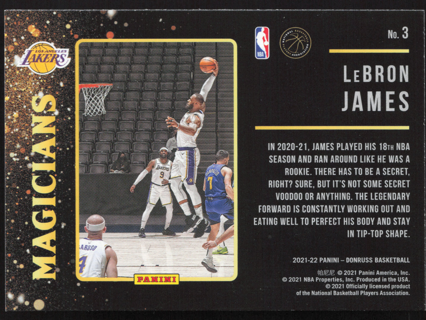 2021-22 Donruss Magicians  LeBron James #3 Los Angeles Lakers