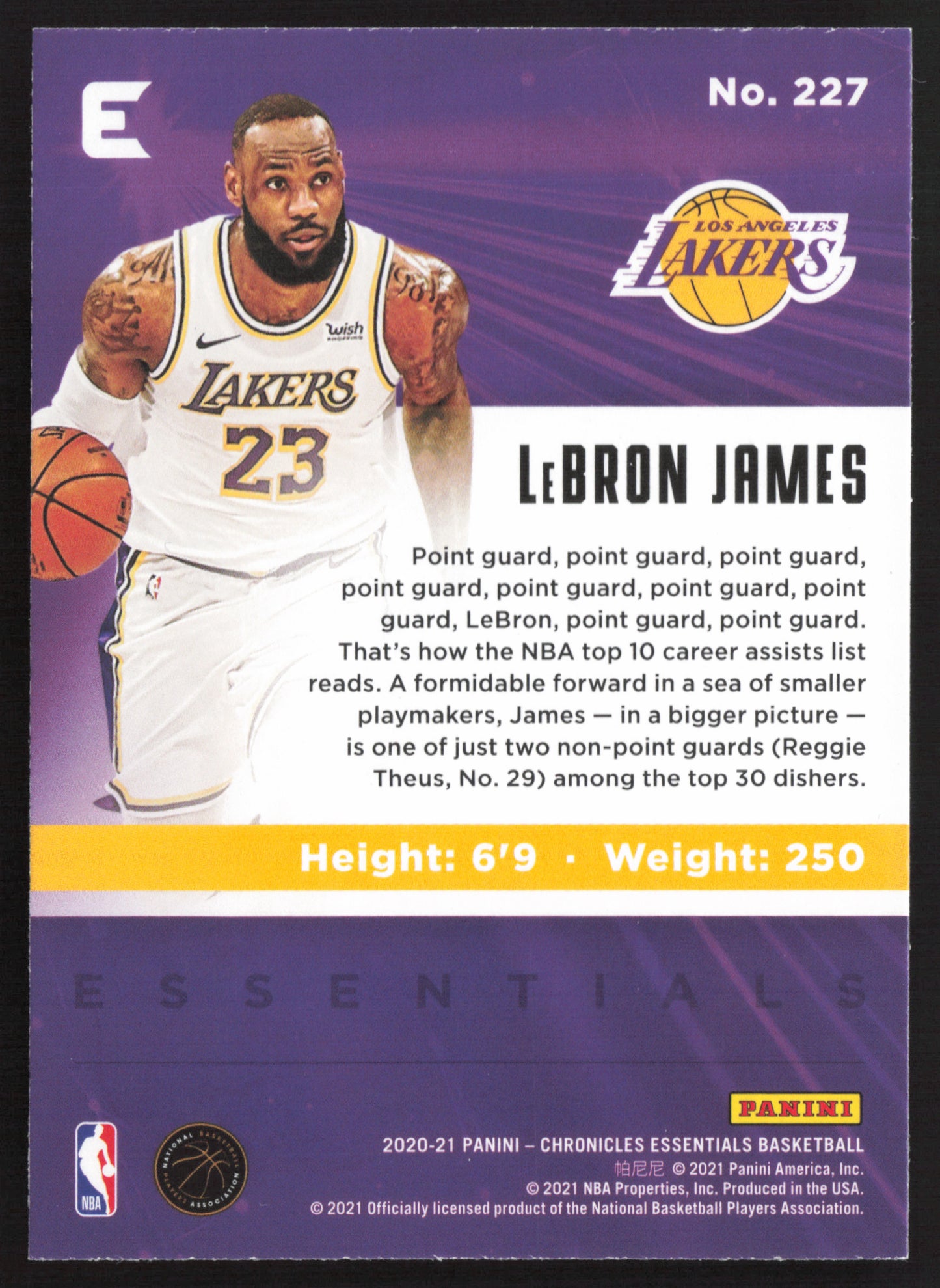 2020-21 Panini Chronicles Essentials LeBron James #227