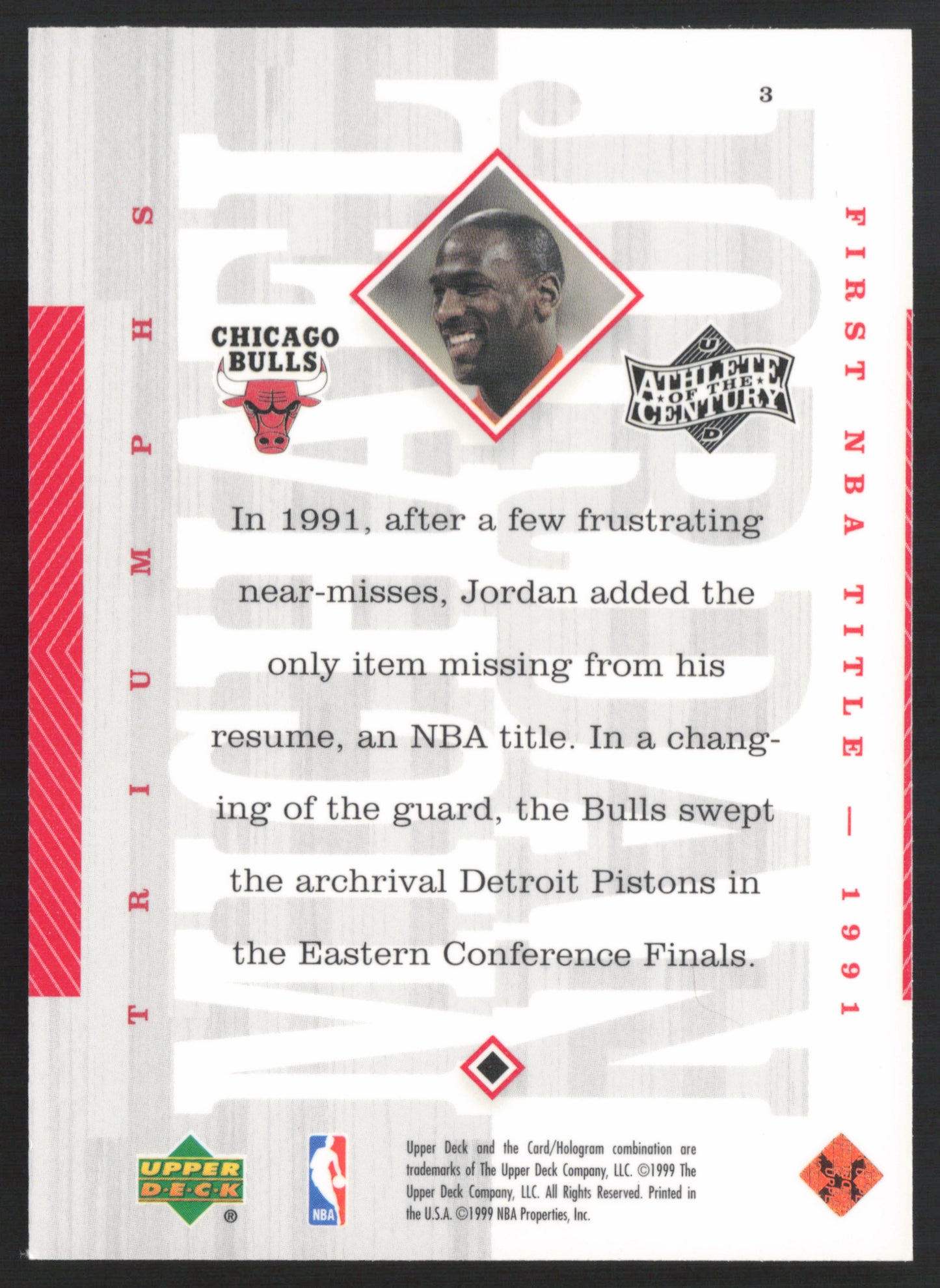 1999 Upper Deck Michael Jordan Athlete of the Century #3 Michael Jordan