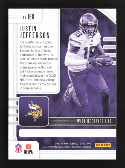 3x 2020 Panini Absolute Justin Jefferson Rookie RC Foil #168 - 3 CARD LOT