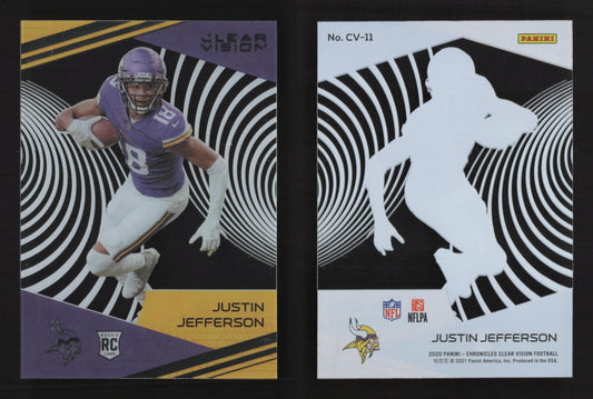 2020 Panini Chronicles Justin Jefferson RC Clear Vision Vikings Rookie #CV-11