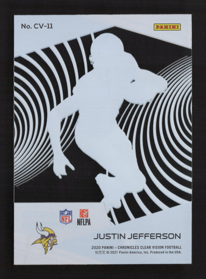 2020 Panini Chronicles Justin Jefferson RC Clear Vision Vikings Rookie #CV-11