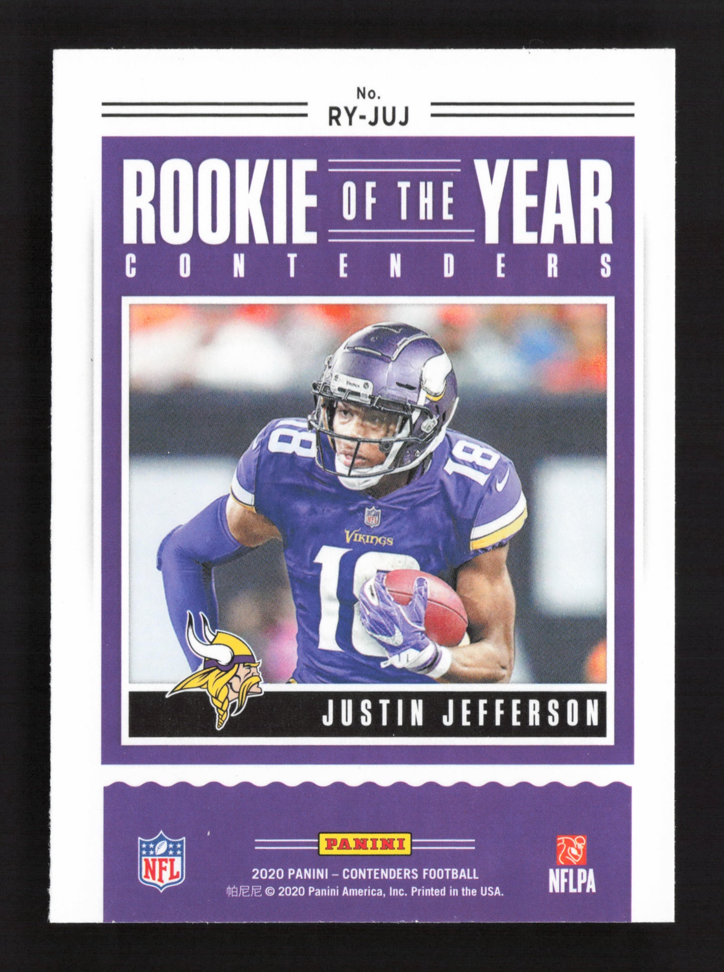 2020 Contenders Justin Jefferson Rookie Of The Year Red Foil #RY-JUJ RC