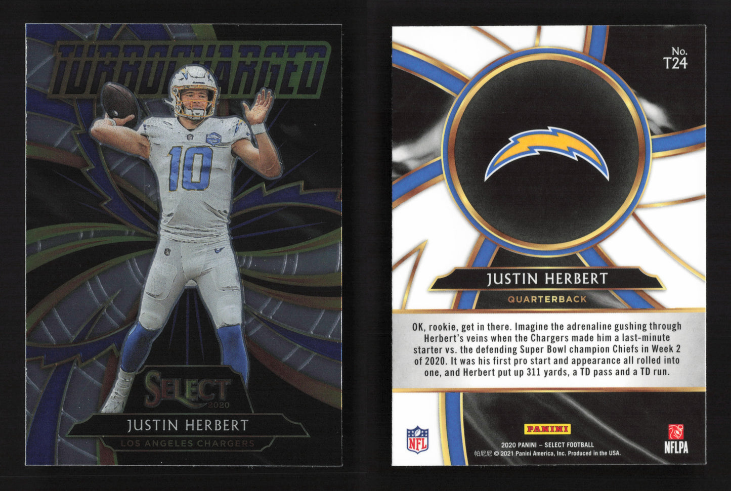 2020 Panini Select - Turbocharged #T24 Justin Herbert (RC)