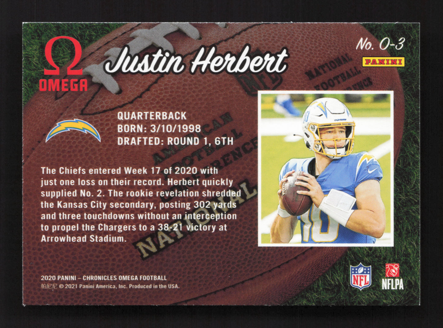 Justin Herbert Los Angeles Chargers 2020 Panini Chronicles #O-3