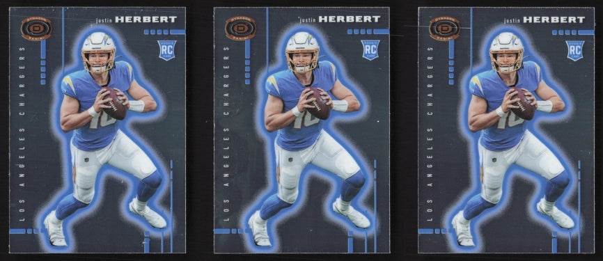 3x 2020 Panini Chronicles Dynagon Rookies #D-3 Justin Herbert (RC) QTY 3 Cards