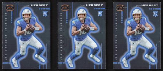 3x 2020 Panini Chronicles Dynagon Rookies #D-3 Justin Herbert (RC) QTY 3 Cards