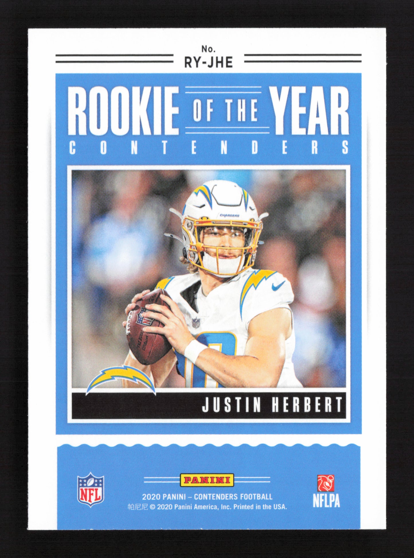 2020 Contenders Justin Herbert Base RC #RY-JHE