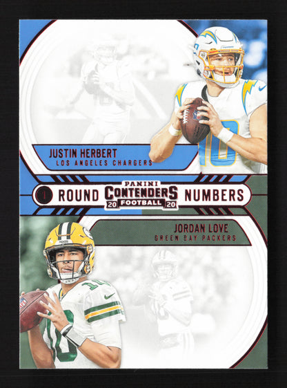 3x 2020 Contenders Justin Herbert / Jordan Love Ruby 1 Red Foil, 2 Base #RN-HL