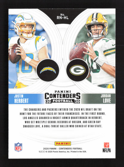 3x 2020 Contenders Justin Herbert / Jordan Love Ruby 1 Red Foil, 2 Base #RN-HL