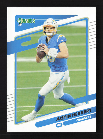 4x 2021 Panini Donruss Justin Herbert #70 & #HI-22  Justin Herbert QTY 4 CARDS!